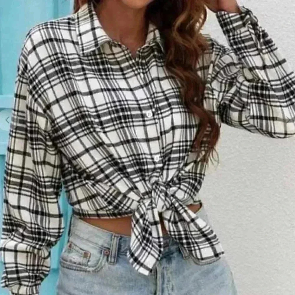 Casual Plaid Printing Long Sleeves Woven Shirt